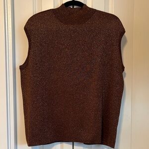 Metallic Sleeveless Mock Neck Top in Rust & Copper